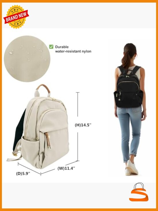 Backpack Purse for Women, Nylon Daypack with Gold Hardware, Lightweight main image 6